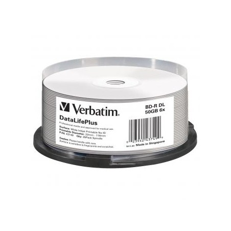 Verbatim BD-R, 50GB, spindle, 43749, 6x, 25-pack, do archiwizacji danych