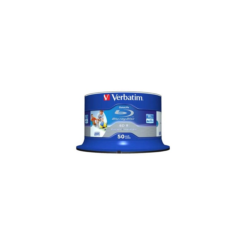 Verbatim BD-R SL, Hard Coat protective layer Wide Inkjet Printable, 25GB, Spindle, 43812, 6x, 50-pack, do archiwizacji danych