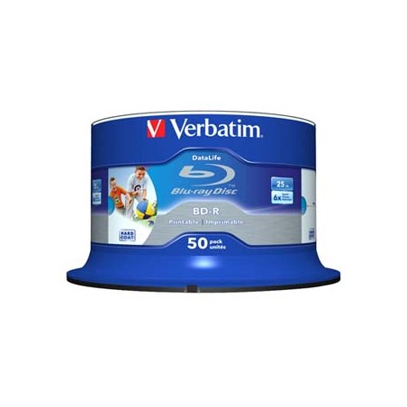 Verbatim BD-R SL, Hard Coat protective layer Wide Inkjet Printable, 25GB, Spindle, 43812, 6x, 50-pack, do archiwizacji danych