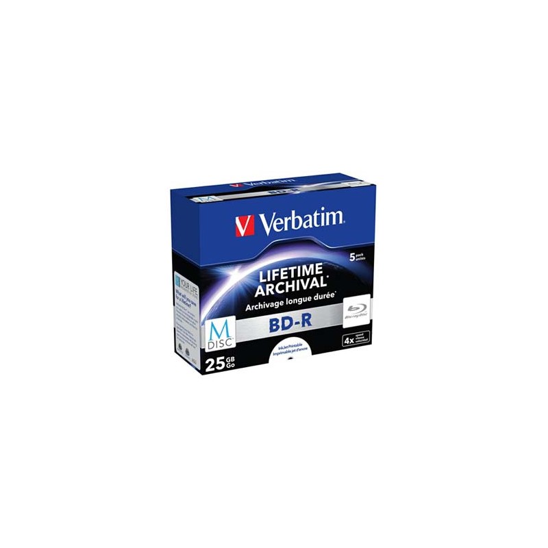 Verbatim M-DISC BD-R, Single layer Single layer/Injekt printable, 25GB, jewel box, 43823, 4x, 5-pack, do archiwizacji danych