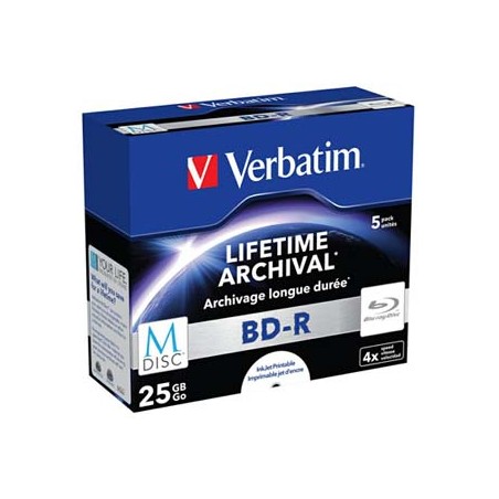 Verbatim M-DISC BD-R, Single layer Single layer/Injekt printable, 25GB, jewel box, 43823, 4x, 5-pack, do archiwizacji danych