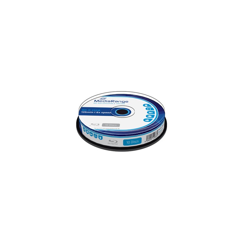 Mediarange BD-R, 25GB, cake box, MR499, 6x, 10-pack, do archiwizacji danych, EOL