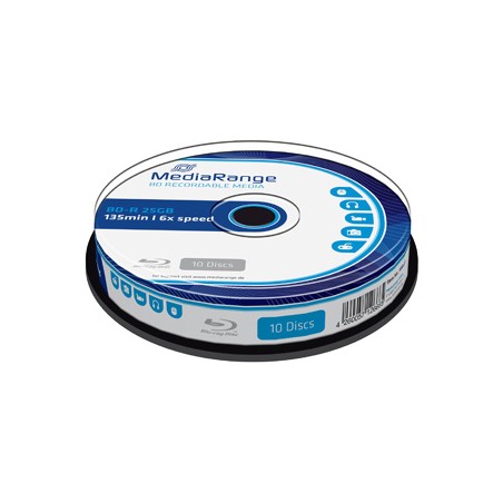 Mediarange BD-R, 25GB, cake box, MR499, 6x, 10-pack, do archiwizacji danych, EOL