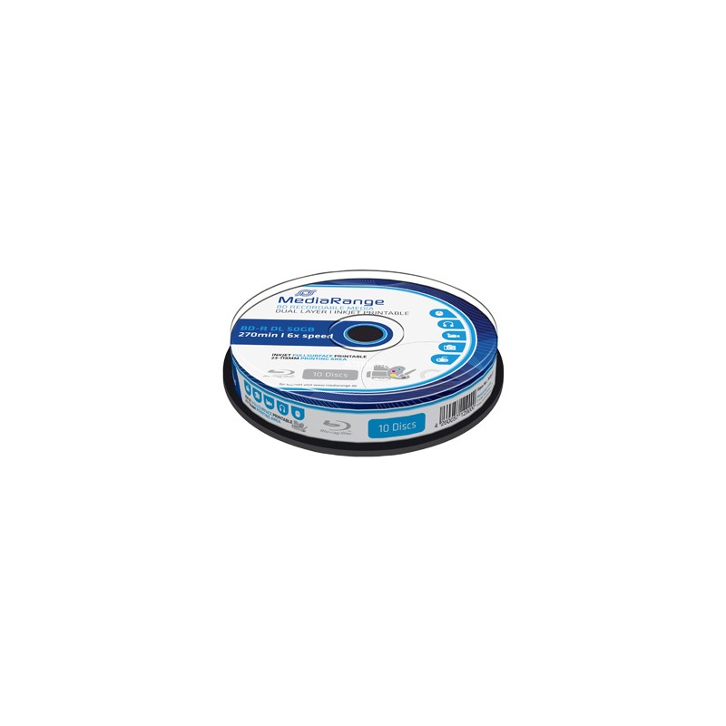 Mediarange BD-R, Dual Layer 50GB, cake box, MR509, 6x, 10-pack, do archiwizacji danych
