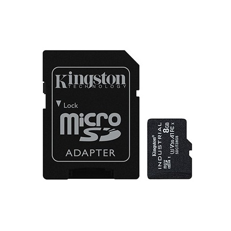 Kingston Karta pamięci Micro Secure Digital Card Industria, 8GB, micro SDHC, SDCIT2/8GB, UHS-I U3 (Class 10), V30, A1, pSLC kart