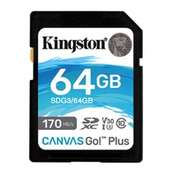 Kingston karta pamięci Canvas Go! Plus, 64GB, SDXC, SDG3/64GB, UHS-I U3 (Class 10), V30