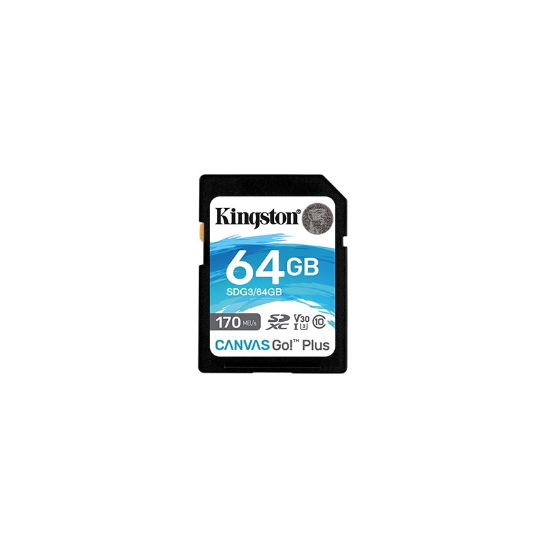 Kingston karta pamięci Canvas Go! Plus, 64GB, SDXC, SDG3/64GB, UHS-I U3 (Class 10), V30