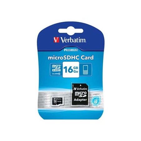 Verbatim Karta  pamięci Micro Secure Digital Card Premium, 16GB, micro SDHC, 44082, UHS-I U1 (Class 10), z adapterm