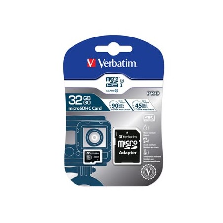 Verbatim Karta pamięci Micro Secure Digital Card Pro U3, 32GB, micro SDHC, 47041, UHS-I U3 (Class 10), V30, z adapterm