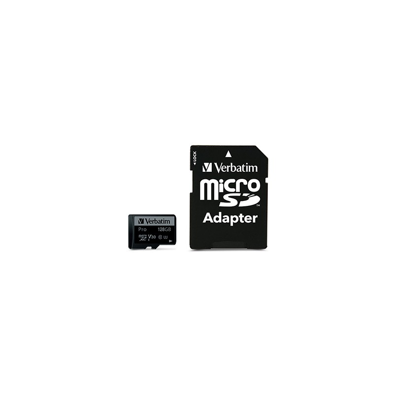Verbatim Karta pamięci Pro MicroSD, 128GB, micro SDXC, 47044, UHS 3 (U3), z adapterm