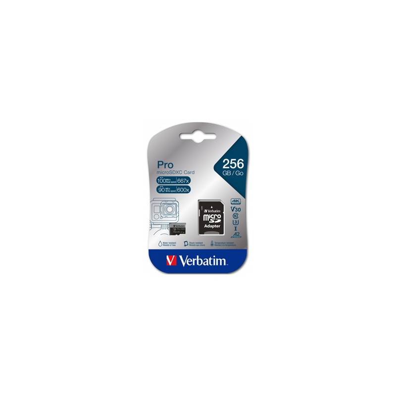 Verbatim karta MicroSD, 256GB, micro SDXC, 47045, UHS 3 (U3), z adapterm