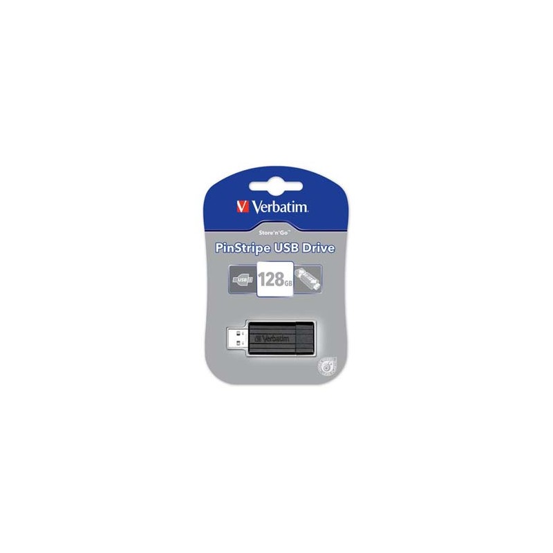 Verbatim USB flash disk, USB 2.0, 128GB, Pinstripe, czarny, 49071