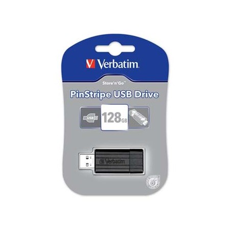 Verbatim USB flash disk, USB 2.0, 128GB, Pinstripe, czarny, 49071