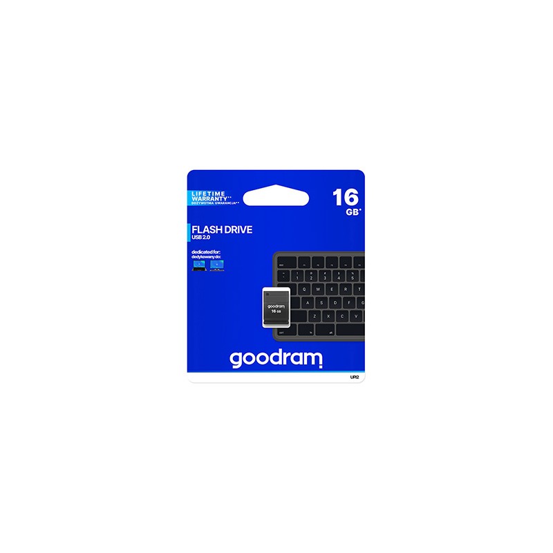 Goodram USB flash disk, USB 2.0, 16GB, UPI2, czarny, UPI2-0160K0R11, USB A, z osłoną