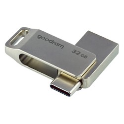 Goodram USB flash disk, USB 3.0, 32GB, ODA3, srebrny, ODA3-0320S0R11, USB A / USB C, z obrotową osłoną