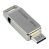 Goodram USB flash disk, USB 3.0, 64GB, ODA3, srebrny, ODA3-0640S0R11, USB A / USB C, z obrotową osłoną
