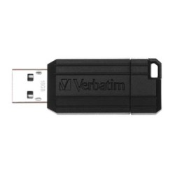 Verbatim USB flash disk, USB 2.0, 16GB, PinStripe, Store N Go, czarny, 49063, USB A, z wysuwanym złączem