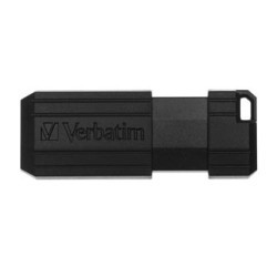 Verbatim USB flash disk, USB 2.0, 16GB, PinStripe, Store N Go, czarny, 49063, USB A, z wysuwanym złączem
