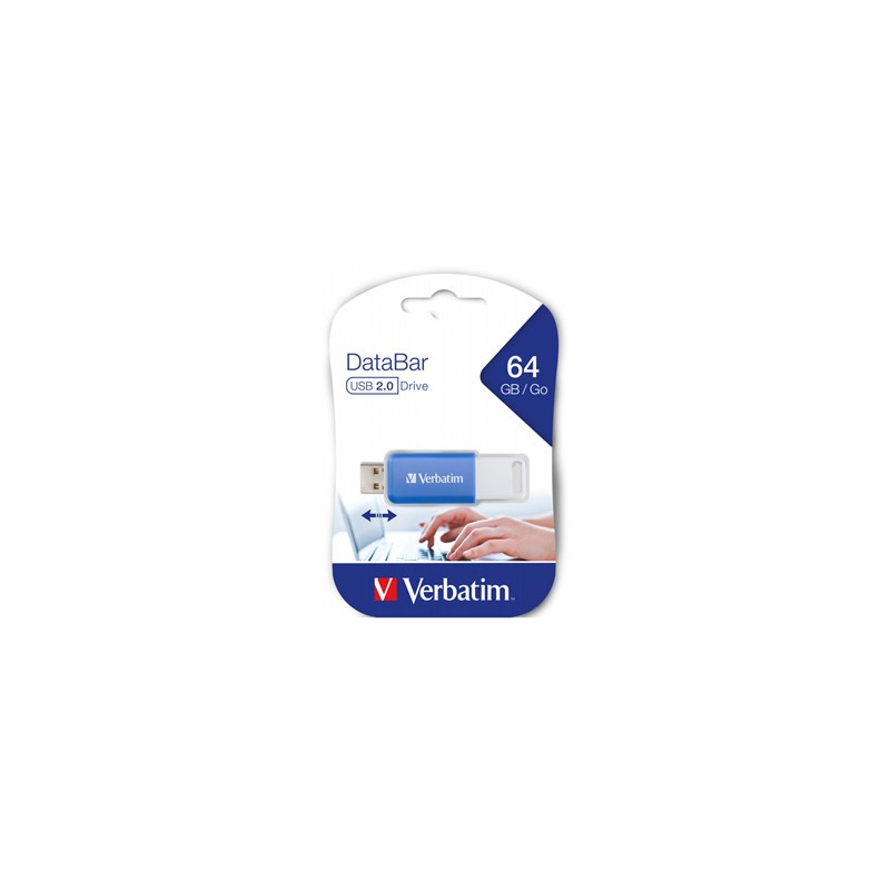 Verbatim USB flash disk, USB 2.0, 64GB, DataBar, niebieski, 49455, do archiwizacji danych