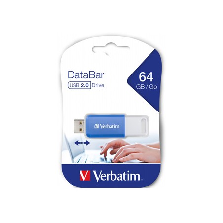 Verbatim USB flash disk, USB 2.0, 64GB, DataBar, niebieski, 49455, do archiwizacji danych