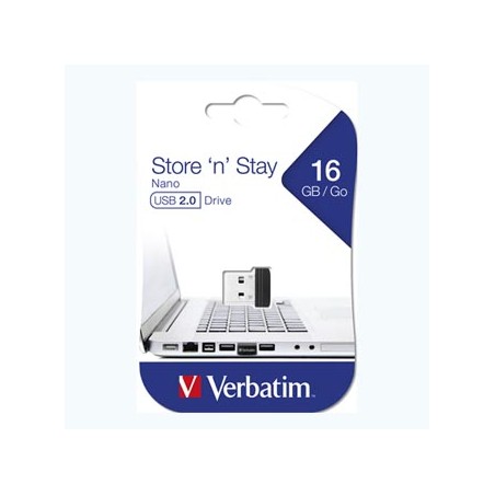 Verbatim USB flash disk, USB 2.0, 16GB, Nano, Store N Stay, czarny, 97464, USB A
