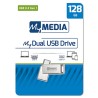 MyMedia MyDual USB 3.2 Gen 1, USB 3.2 Gen 1, 32GB, 69269, srebrny, 69269, USB A / USB C, z obrotową osłoną