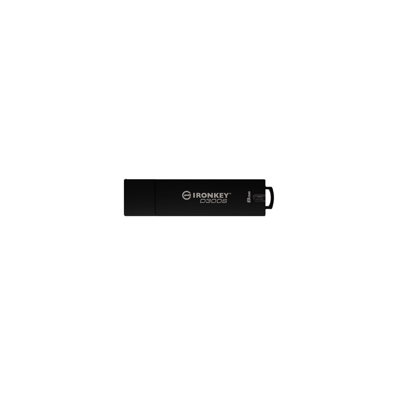 Kingston USB flash disk, USB 3.0, 8GB, IronKey D300S, czarny, IKD300S/8GB, USB A, szyfrowanie XTS-AES 256-bit