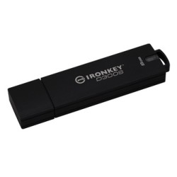 Kingston USB flash disk, USB 3.0, 8GB, IronKey D300S, czarny, IKD300S/8GB, USB A, szyfrowanie XTS-AES 256-bit
