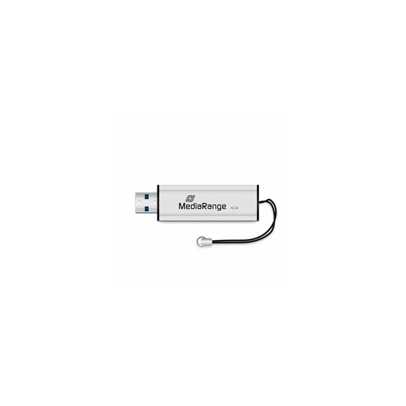 MediaRange USB flash disk, USB USB 3.0 (3.2 Gen 1), 16GB, srebrny, MR915, USB A, wysuwany, EOL