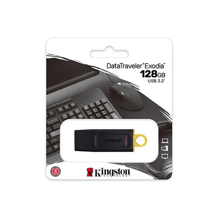 Kingston USB flash disk, USB 3.0, 128GB, DataTraveler Exodia, czarny, DTX/128GB, USB A, z osłoną