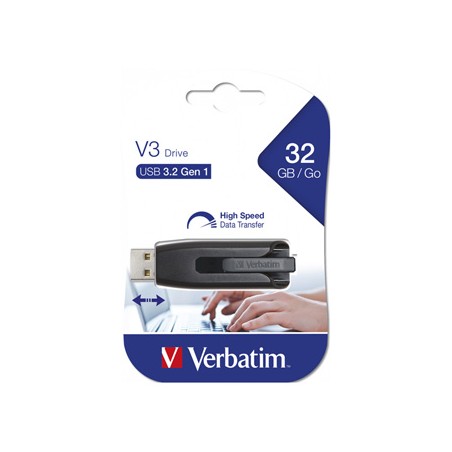 Verbatim USB flash disk, USB 3.0, 32GB, V3, Store N Go, czarny, 49173, USB A, z wysuwanym złączem