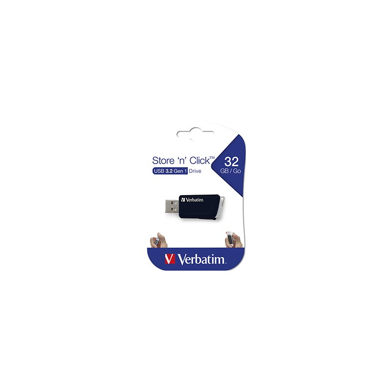 Verbatim USB flash disk, USB 3.0, 32GB, Store N Click, czarny, 49307, USB A, z wysuwanym złączem