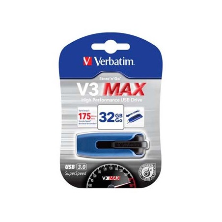Verbatim USB flash disk, USB 3.0, 32GB, V3 MAX, Store N Go, niebieski, 49806, USB A, z wysuwanym złączem