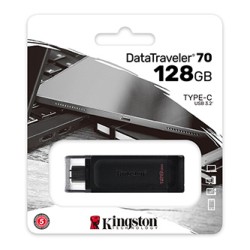 Kingston USB flash disk, USB 3.0, 128GB, DataTraveler 70, czarny, DT70/128GB, USB C