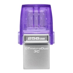 Kingston USB flash disk OTG, USB 3.0, 256GB, Data Traveler microDuo3 G2, srebrno-fioletowy, DTDUO3CG3/256GB, USB A / USB C