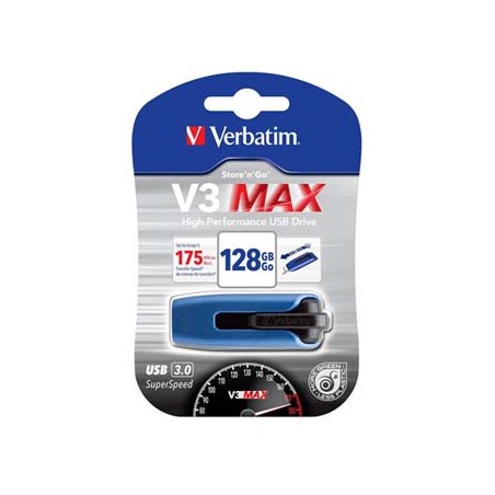 Verbatim USB flash disk, USB 3.0, 128GB, V3 MAX, Store N Go, niebieski, 49808, USB A, z wysuwanym złączem