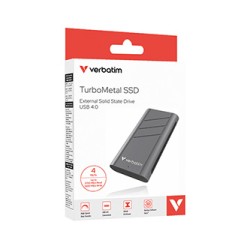 SSD Zewnętrzny Verbatim TurboMetal SSD, 32023, 4000GB, Nero Backup, Srebrny, w zestawie kabel USB-C 20 cm, M.2, USB C, 4TB