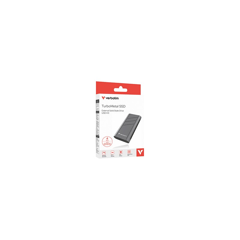 SSD Zewnętrzny Verbatim TurboMetal SSD, 32023, 4000GB, Nero Backup, Srebrny, w zestawie kabel USB-C 20 cm, M.2, USB C, 4TB