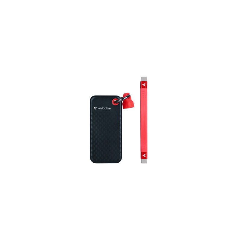 SSD Zewnętrzny Verbatim Pocket SSD Black/Red, 32192, 1000GB, czerwony, M.2, zawiera kabel USB C, USB-C, 1TB