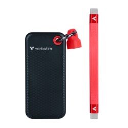 SSD Zewnętrzny Verbatim Pocket SSD Black/Red, 32196, 2000GB, czarny, M.2, zawiera kabel USB C, USB-C, 2TB