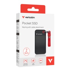 SSD Zewnętrzny Verbatim Pocket SSD Black/Red, 32196, 2000GB, czarny, M.2, zawiera kabel USB C, USB-C, 2TB
