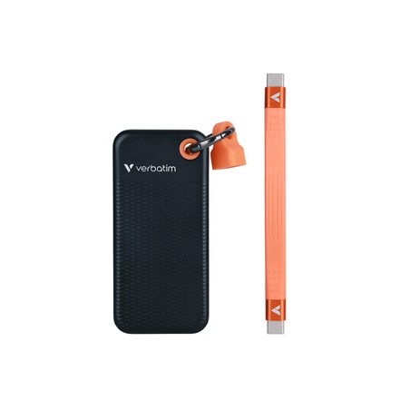 SSD Zewnętrzny Verbatim Pocket SSD Black/Orange, 32197, 2000GB, czarny, M.2, zawiera kabel USB C, USB-C, 2TB