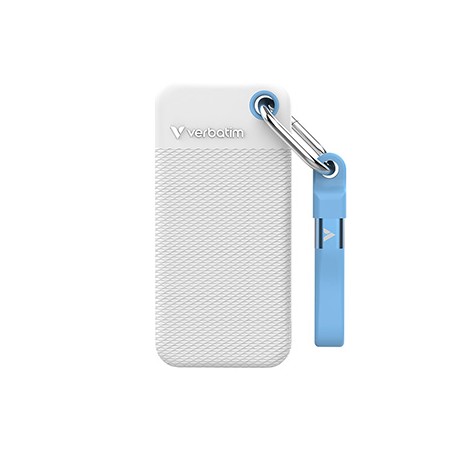 SSD Zewnętrzny Verbatim Pocket SSD colour edition, 32321, 2000GB, biały, w zestawie 2 gumowe osłony, USB C, 2TB