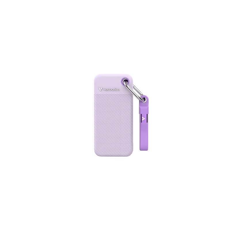 SSD Zewnętrzny Verbatim Pocket SSD colour edition, 32322, 1000GB, fioletowy, w zestawie 2 gumowe osłony, USB C, 1TB