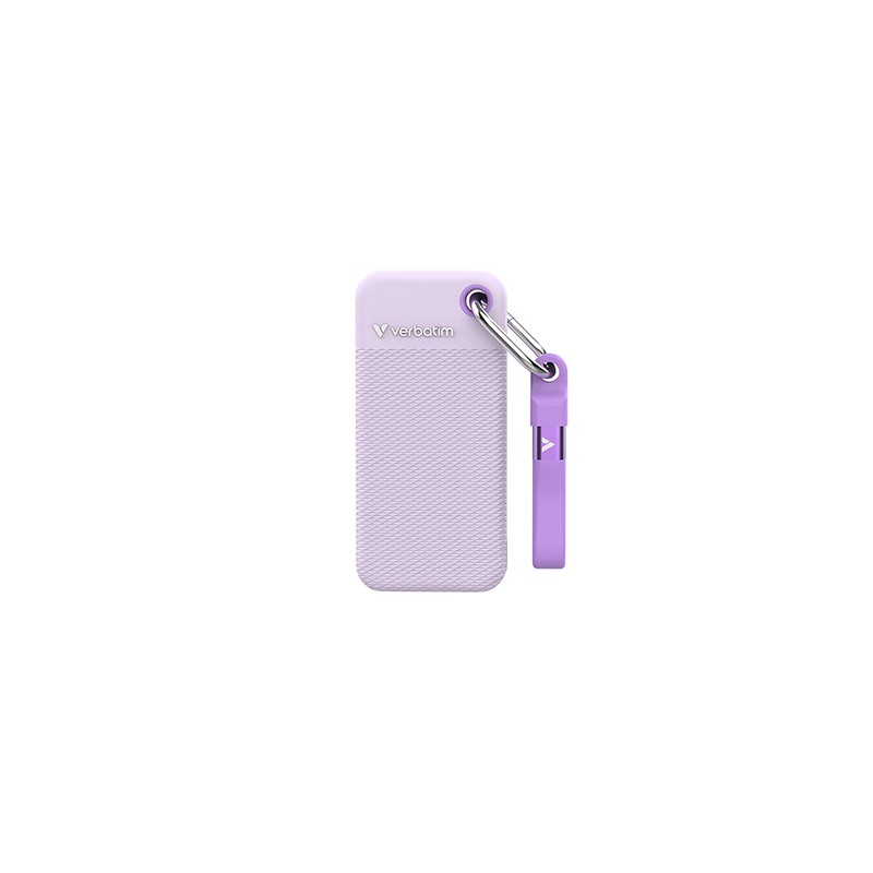 SSD Zewnętrzny Verbatim Pocket SSD colour edition, 32323, 2000GB, fioletowy, w zestawie 2 gumowe osłony, USB C, 2TB