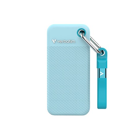 SSD Zewnętrzny Verbatim Pocket SSD colour edition, 32324, 1000GB, Polar Blue, w zestawie 2 gumowe osłony, USB C, 1TB