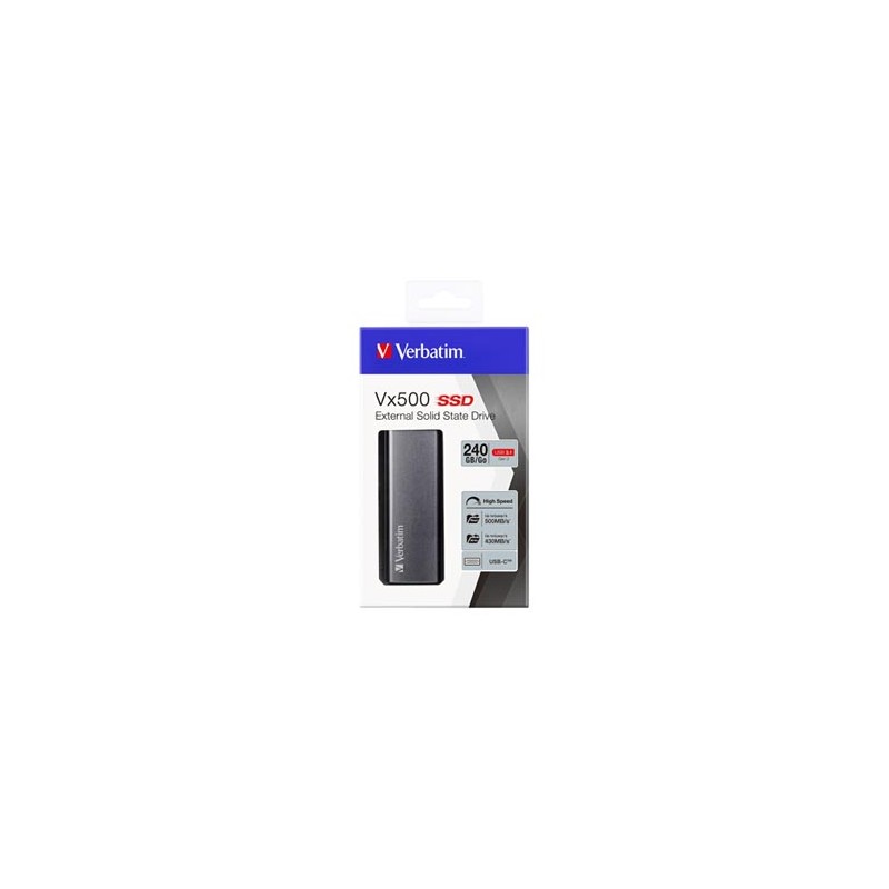 SSD Zewnętrzny Verbatim Vx500, 47442, 240GB, srebrny, 2.5", USB-C