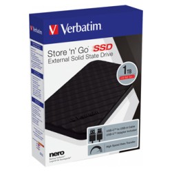 SSD Zewnętrzny Verbatim Store N Go, 53230, 1000GB, czarny, USB-A/Micro-B, z adapterem USB-A na USB-C(TM), 2.5", USB-C, 1TB