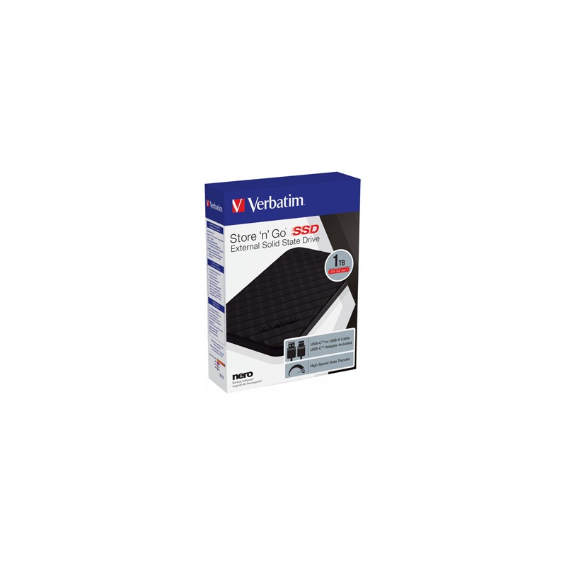 SSD Zewnętrzny Verbatim Store N Go, 53230, 1000GB, czarny, USB-A/Micro-B, z adapterem USB-A na USB-C(TM), 2.5", USB-C, 1TB
