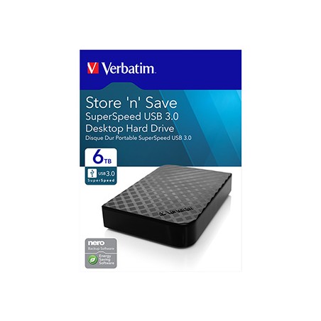 Zewnętrzny dysk twardy, Verbatim, 3.5", Store,N,Save, USB 3.0, 47686, blister, czarna